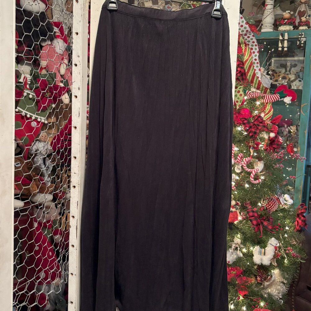 Chicos Long Fauz Suede Black Pleated Skirt Sze 3 (22/24)